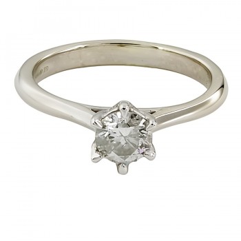 14ct white gold Diamond 0.50cts solitaire Ring size L